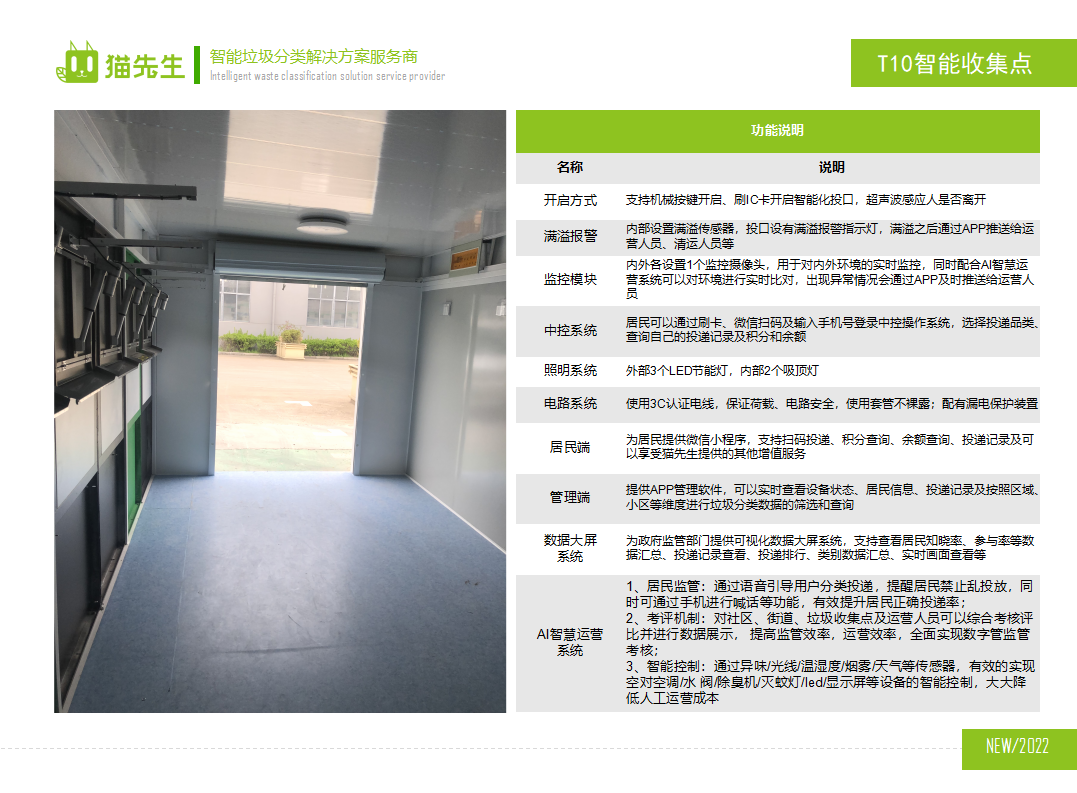 貓先生智能垃圾分類房，定時(shí)定點(diǎn)垃圾收集站 ，垃圾房功能說明